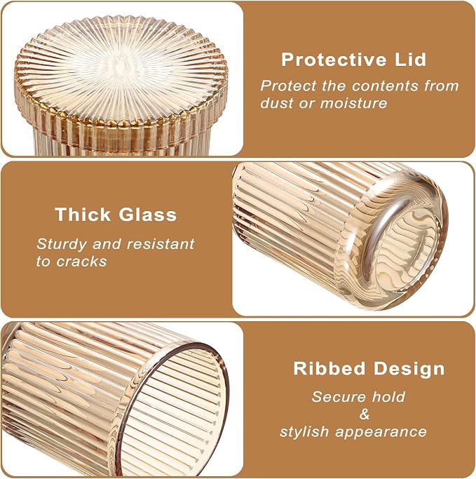 2 Pack Glass Qtip Holder with Lid, Qtip Dispenser Bathroom Storage Jars- Glass - Image 4