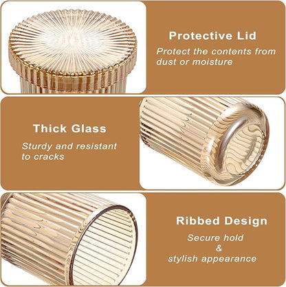 2 Pack Glass Qtip Holder with Lid, Qtip Dispenser Bathroom Storage Jars- Glass - Image 4