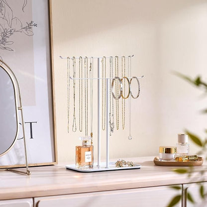 pickpiff Necklace Holder Jewelry Organizer Stand – 2‑Tier T‑Bar Jewelry Display - Image 2