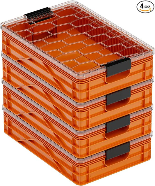 SIDIO Quarter Crate 4 Pack of Stackable Storage Bins by Sidio