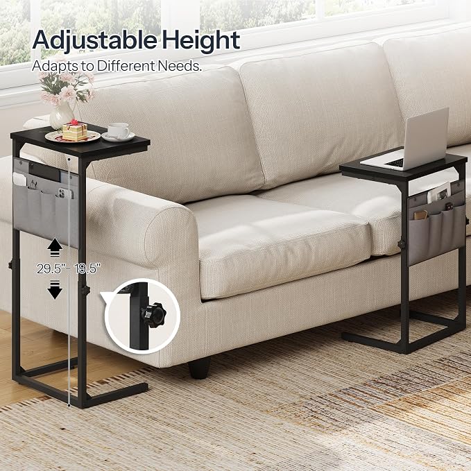 HOOBRO C Shaped End Table, 29.5’’ Adjustable Height Side Table - Image 9