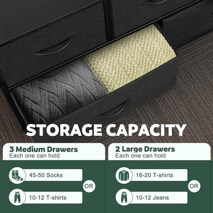Dresser for Bedroom with 5 Drawers, Chest of Drawers, Storage Drawers Organizer - Image 5