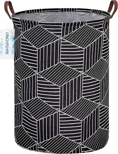 LANGYASHAN Laundry Basket Canvas Fabric Collapsible Organizer Basket by LANGYASHAN