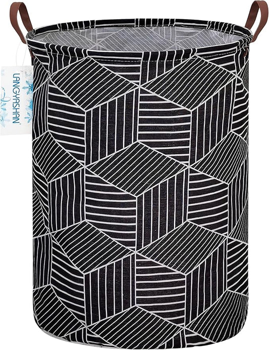 LANGYASHAN Laundry Basket Canvas Fabric Collapsible Organizer Basket by LANGYASHAN