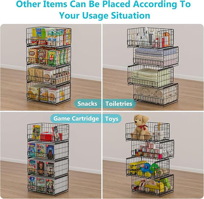 4-Tier Sliding Closet Organizers and Storage Shelves, Stackable Closet Shelf - Image 8