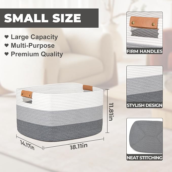 danpinera Rectangle Blanket Storage Basket, 50L Large Decorative Basket Living - Image 2