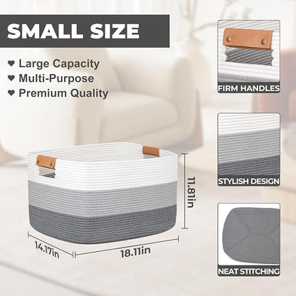danpinera Rectangle Blanket Storage Basket, 50L Large Decorative Basket Living - Image 2