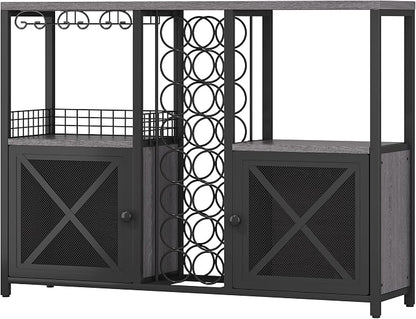 Homeiju Mini Bars for Home, Wooden Coffee Bar Cabinet, Modern Liquor Cabinet - Image 9