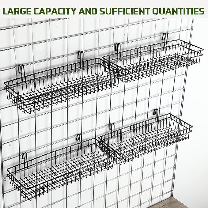 Blulu 4 Pcs 15.75 x 5.91 x 1.97 Inch Metal Grid Wall Baskets - Image 5