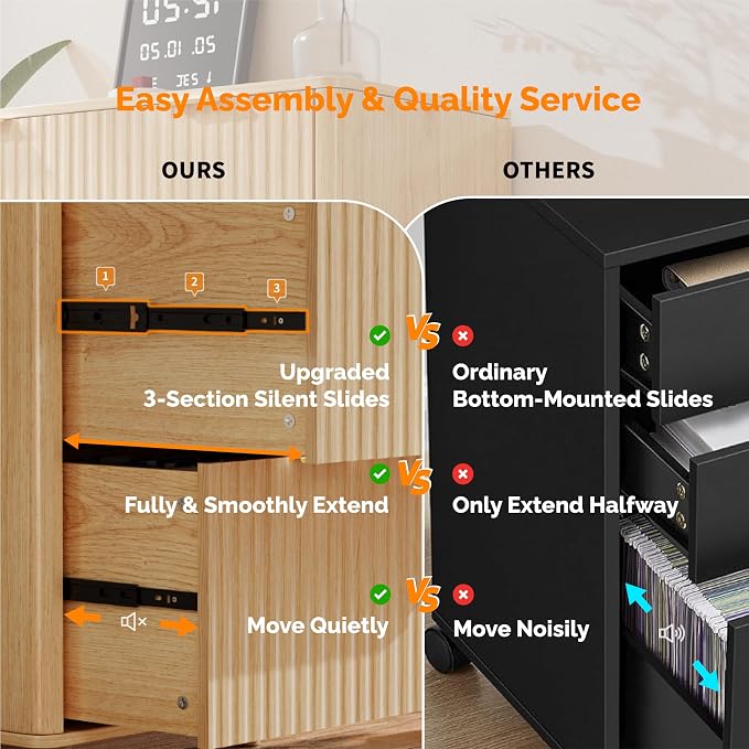 VINGLI 2 Drawer File Cabinet, Home Office Filing Organizer, - Image 7