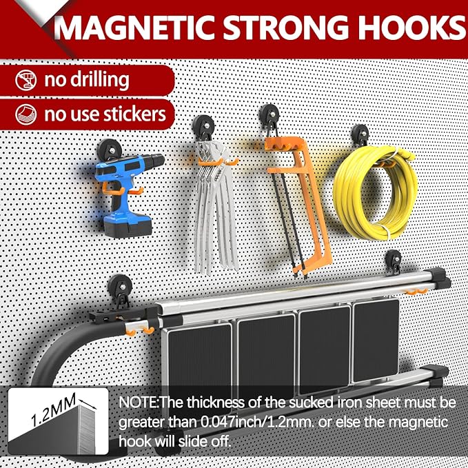 3-H Heavy Duty Magnet Garage Hooks 4 Pack, Extra Large Strong Magnetic Hooks - Image 4