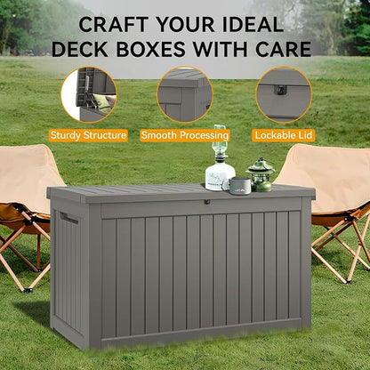 230 Gallon Large Resin deck box Waterproof, Outdoor Storage Bench, Patio - Image 6