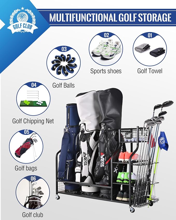 Mythinglogic Golf Storage Garage Organizer, Golf Bag Storage Stand and Other - Image 2