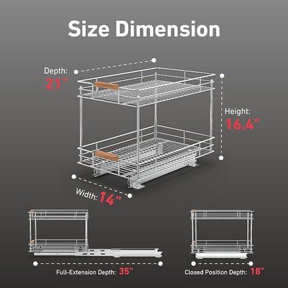Pull Out Cabinet Organizer, 2 Tier Slide Out Shelves - Image 4