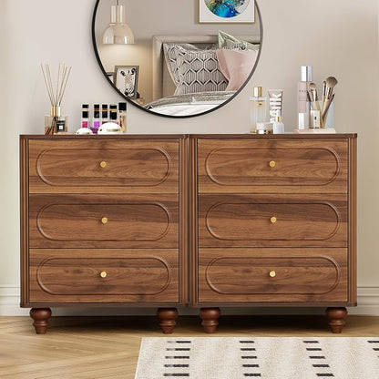 3 Drawer Fluted Dresser for Bedroom, Mid Century Modern Chest of Drawers - Image 8