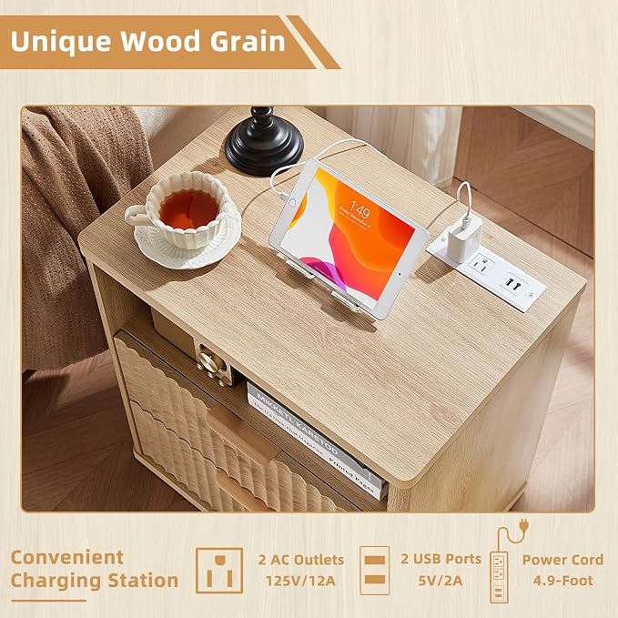 LEYAOYAO Fluted Nightstand - Image 6
