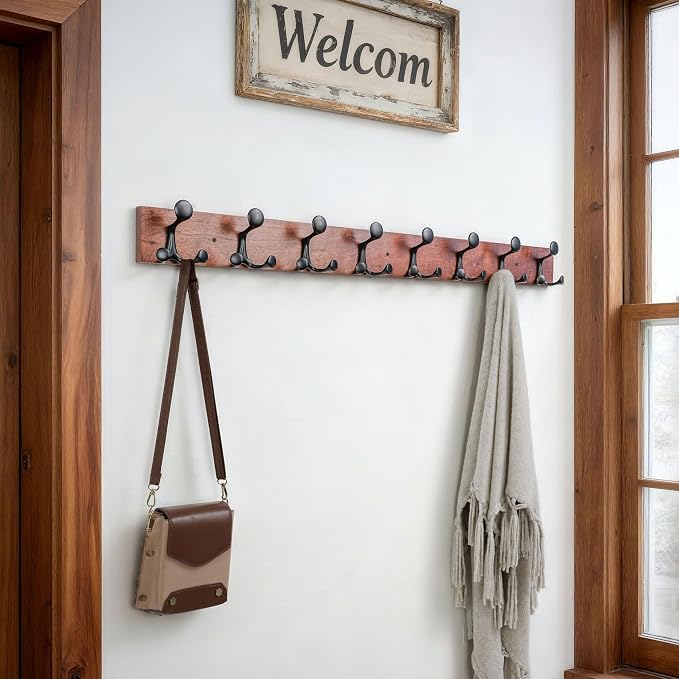 SKOLOO 43-Inch Wood Coat Rack Wall Mount - Image 3