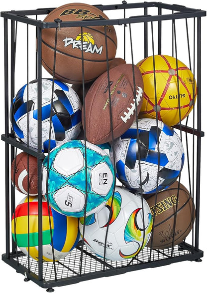 Garage Ball Storage Wall-Mounted & Floor Sports Equipment Organizer: Sports by Hencawima