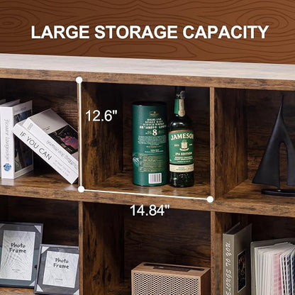 6 Cube Storage Organizer Bookshelf, Industrial Horizontal Bookcase, Accent - Image 4