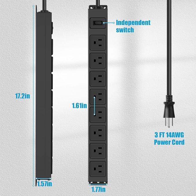 HHSOET Magnetic Mount Power Strip, 8 Outlet Mountable Socket, Metal Heavy Duty - Image 4