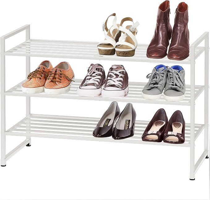 Simple Houseware 3-Tier Stackable Metal Panel Shoes Rack - Image 4