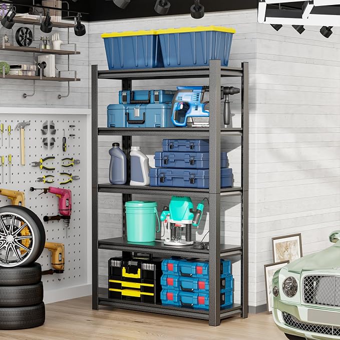 24" W Garage Shelving, 5-Tier Heavy Duty Shelving Unit, 3000LBS Adjustable - Image 2