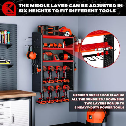 KAFAHOM Power Tool Organizer, Large 8 Drill Holder Wall Mount - Image 4