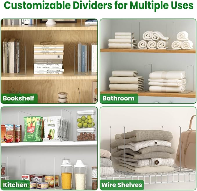 Shelf Dividers for Closet Organization: 4 Pack 10" Tall X 8.4" Deep Acrylic - Image 5
