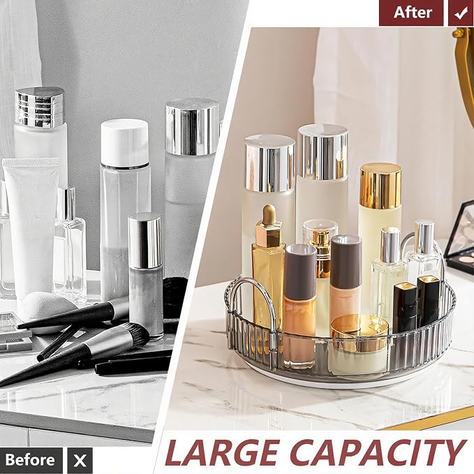 360° Rotating Makeup Organizer, Bathroom Make Up Spinning Holder Rack, Large - Image 2