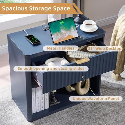 LEYAOYAO 31" Wide Fluted Nightstand Set of 2 - Image 7