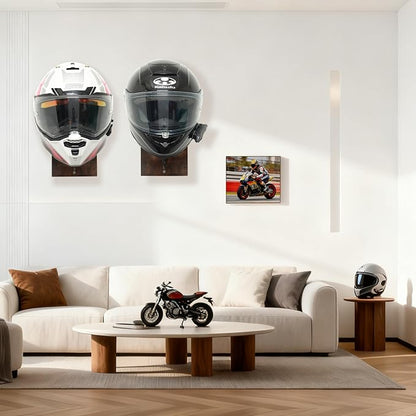 Wooden Motorcycle Helmet Holder, Wall Mount Helmet Rack - Image 2
