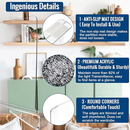 12 Pack Clear Acrylic Shelf Dividers - Image 3