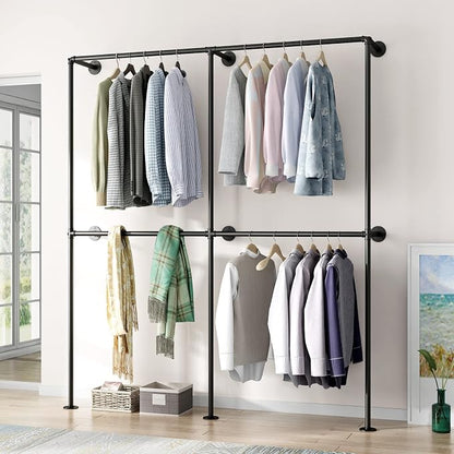 Industrial Pipe Clothing Rack Wall Mounted Garment Rack, Laundry Room - Image 2