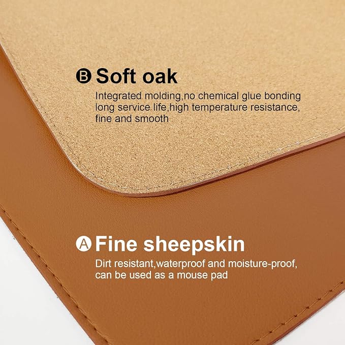 DAWNTREES Dual Sided Desk Mat, 47.2''x23.6'', Cork Desk Mat Protector, 120x60cm - Image 4