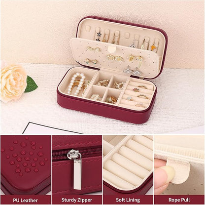 DesignSter Travel Jewelry Box, PU Leather Portable Jewelry Case, Small Jewelry - Image 4