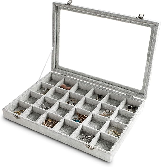 Frebeauty 24 Grid Earring Holder Organizer Tray, Jewelry Organizers and Storage by Frebeauty