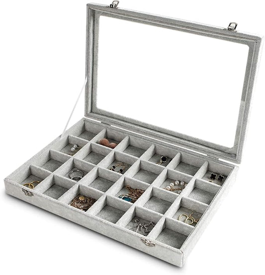 Frebeauty 24 Grid Earring Holder Organizer Tray, Jewelry Organizers and Storage by Frebeauty