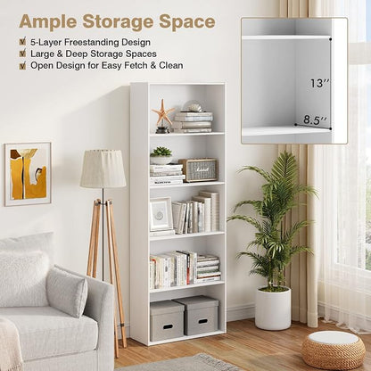 Tangkula 5-Tier Bookcase, 67” Tall Freestanding Bookshelf - Image 5