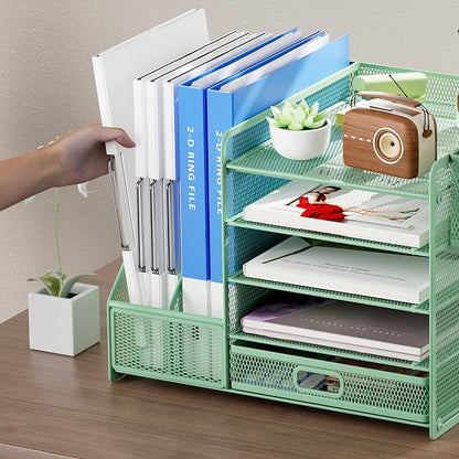 Marbrasse Desk Organizer with File Holder, 5-Tier Paper Letter Tray Organizer - Image 5