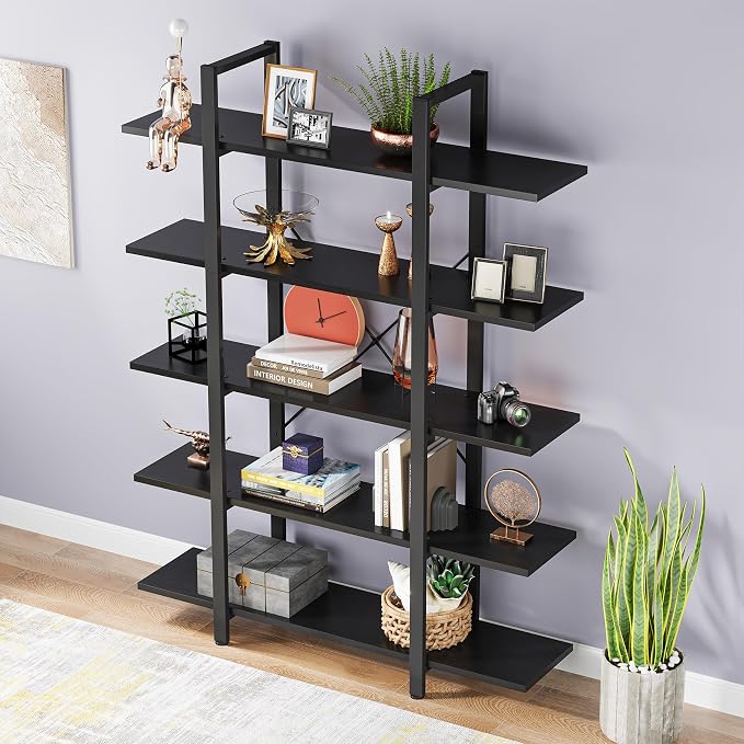 Tribesigns 5-Tier Bookshelf, Vintage Industrial Style Bookcase 72 H x 12 W x - Image 9