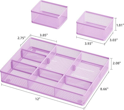 Marbrasse 3 Packs Desk Drawer Organizers, Metal Mesh Dividers - Image 3