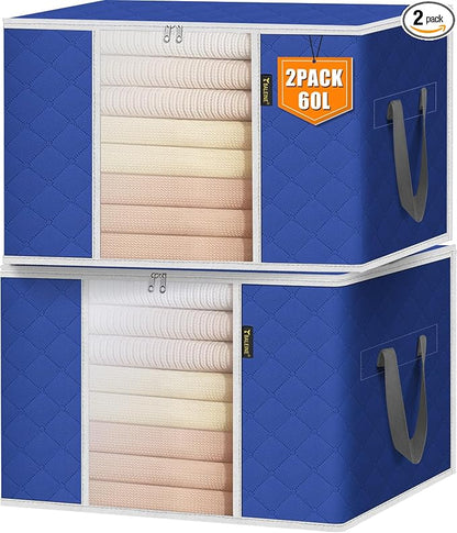 BALEINE 2 Pack Clothes Storage Bags, 16 Gallon Storage Containers by BALEINE
