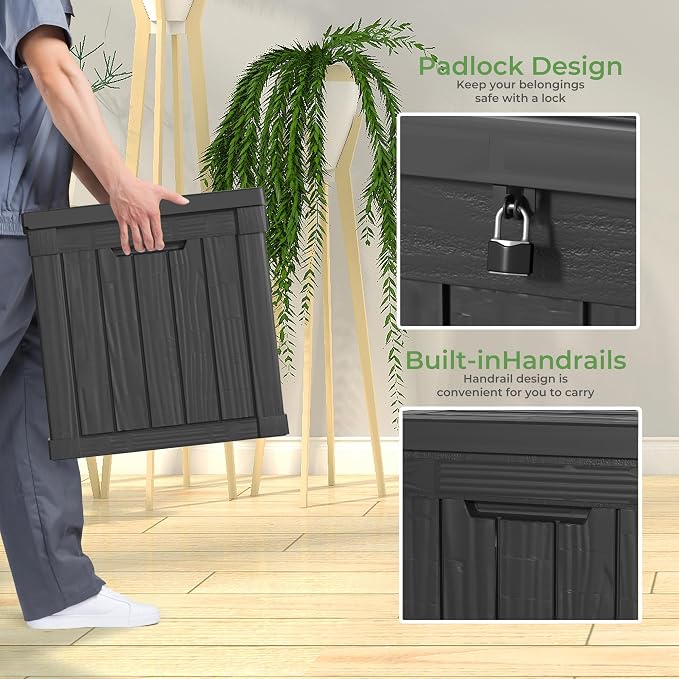 50 Gallon Resin Deck Box, Lockable Outdoor Storage Box - Image 5