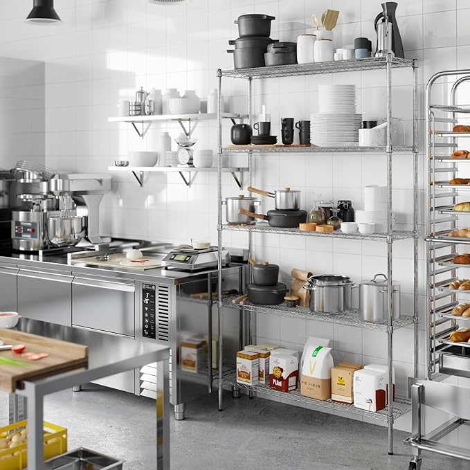 14" Deep x 48" Wide x 86" Height Wire Shelving Kit | 5-Tier | NSF Commercial - Image 7