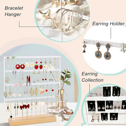 Earring Organizer Stand for Women, 4 Tier Tall Jewelry Holder Organizer Rack - Image 4