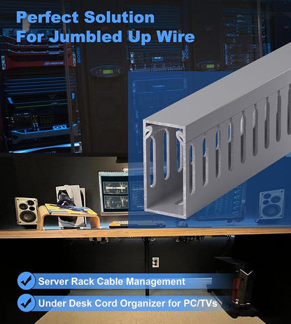 ZhiYo H2in x W1in Server Rack Cable Management Raceway, 99in Cable Raceway Kit - Image 4