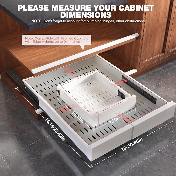 1 Pack Pull Out Cabinet Organizer Expandable Width and Depth, Slide Out Drawers - Image 5