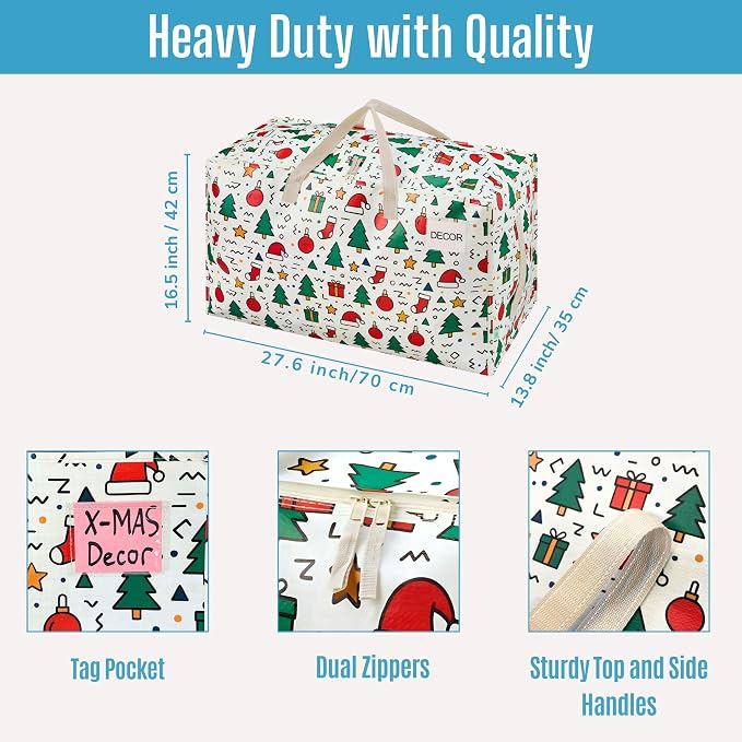 VENO 4 Pack Moving Bags and Large Christmas Decoration Storage Bins - Image 3