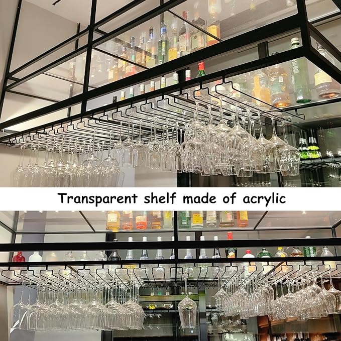 39.3IN Acrylic Ceiling Wine Glass Rack - Image 4