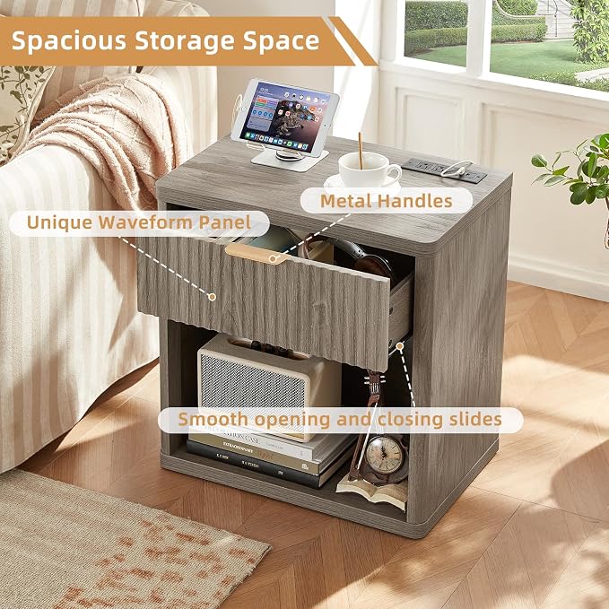 LEYAOYAO Fluted Farmhouse Nightstand Set of 2 - Image 6